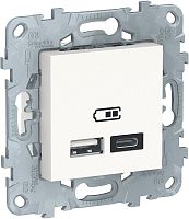 Розетка USB тип A+С без рамки Schneider Electric Unica New 2-м. 2400мА белый картинка